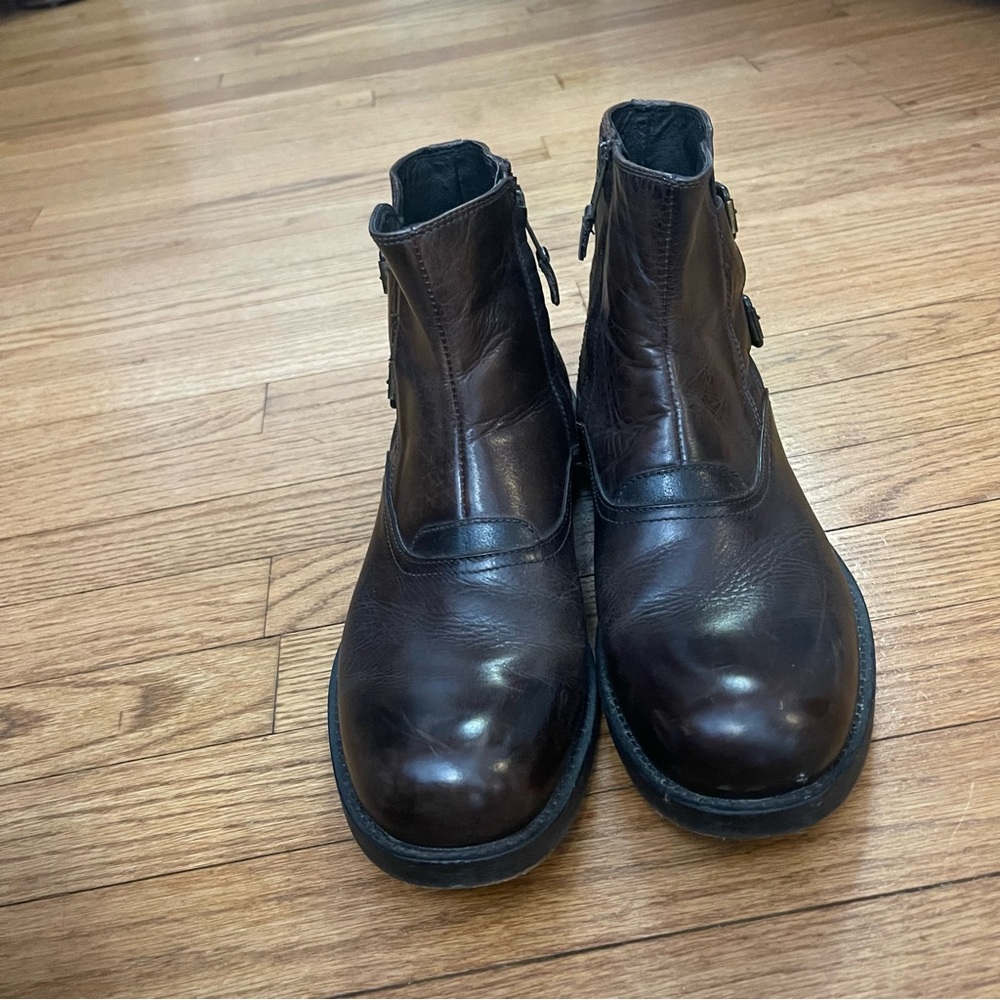 Men’s Leather J&M Johnston & Murphy Slip on Side Zipper Boots Size 9.5 - Picture 2 of 12